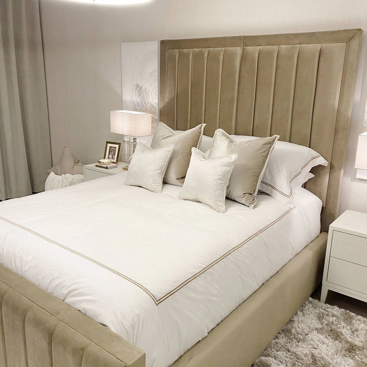 Monaco Panel Upholstered Plush Velvet Bed Frame