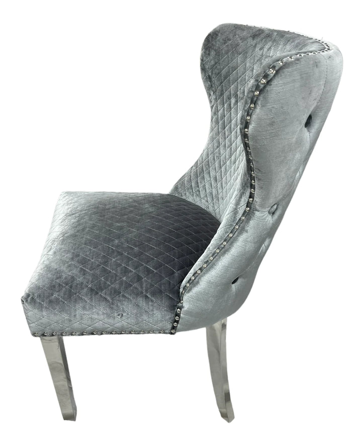 Louis White Marble 160CM Dining Table + Valente Light Grey Lion Chairs, Bench Option - Belmont Interiors