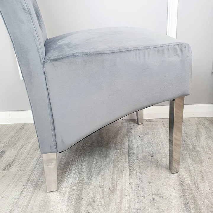 Emma-Lucy Scroll French Velvet Lion Knocker Dining Chair - Belmont Interiors
