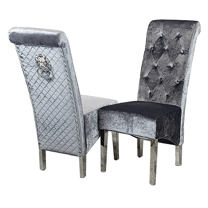 Emma-Lucy Scroll French Velvet Lion Knocker Dining Chair - Belmont Interiors