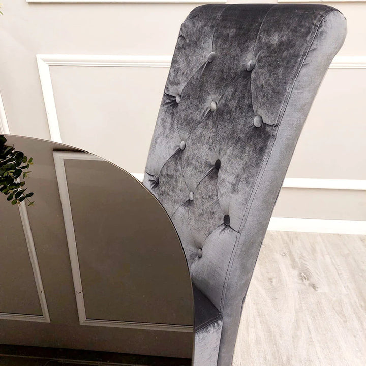 Emma-Lucy Scroll French Velvet Lion Knocker Dining Chair - Belmont Interiors