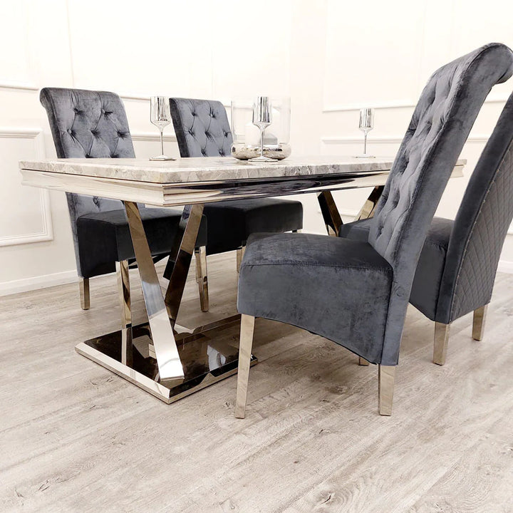 Emma-Lucy Scroll French Velvet Lion Knocker Dining Chair - Belmont Interiors