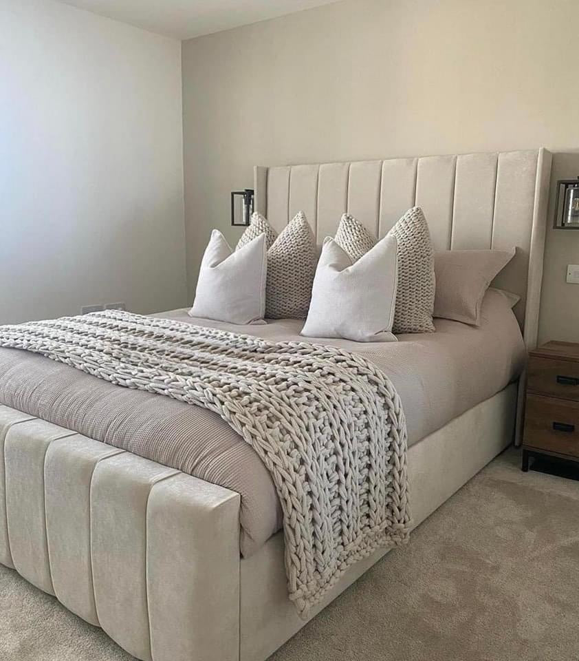 The Florida Panel Wing Plush Velvet Bed Frame - Belmont Interiors