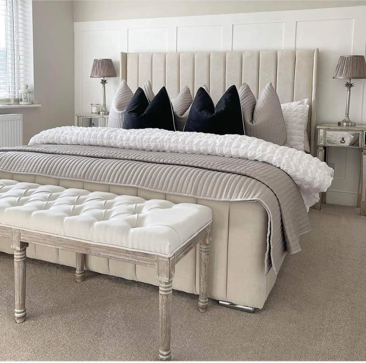 The Florida Panel Wing Plush Velvet Bed Frame - Belmont Interiors