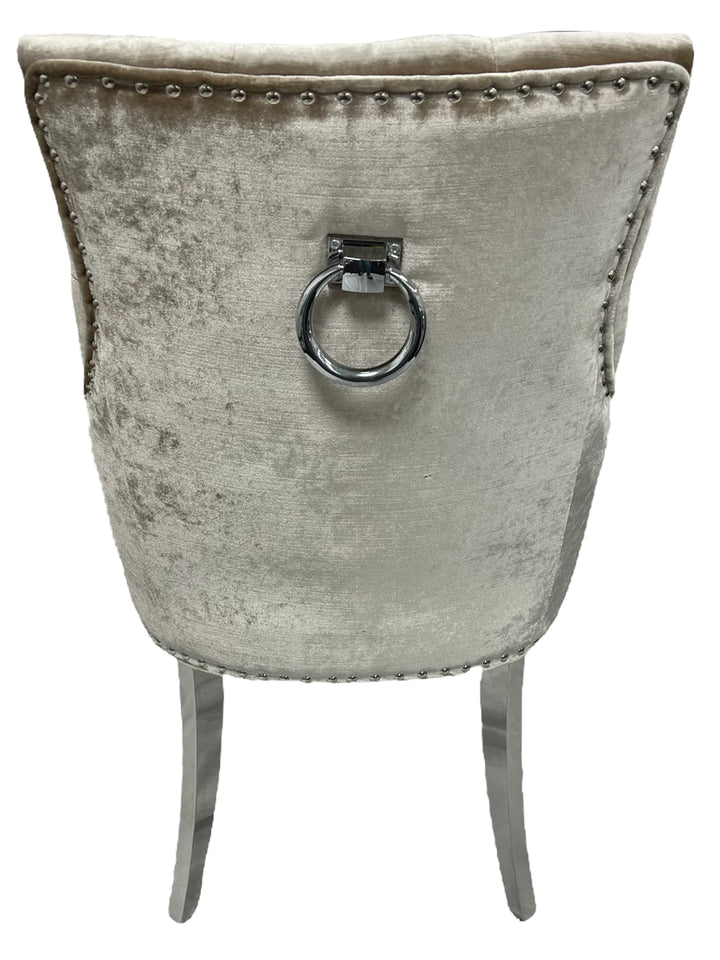 Belvedere Mink Chair (Ring Knocker/Chrome Legs) - Belmont Interiors