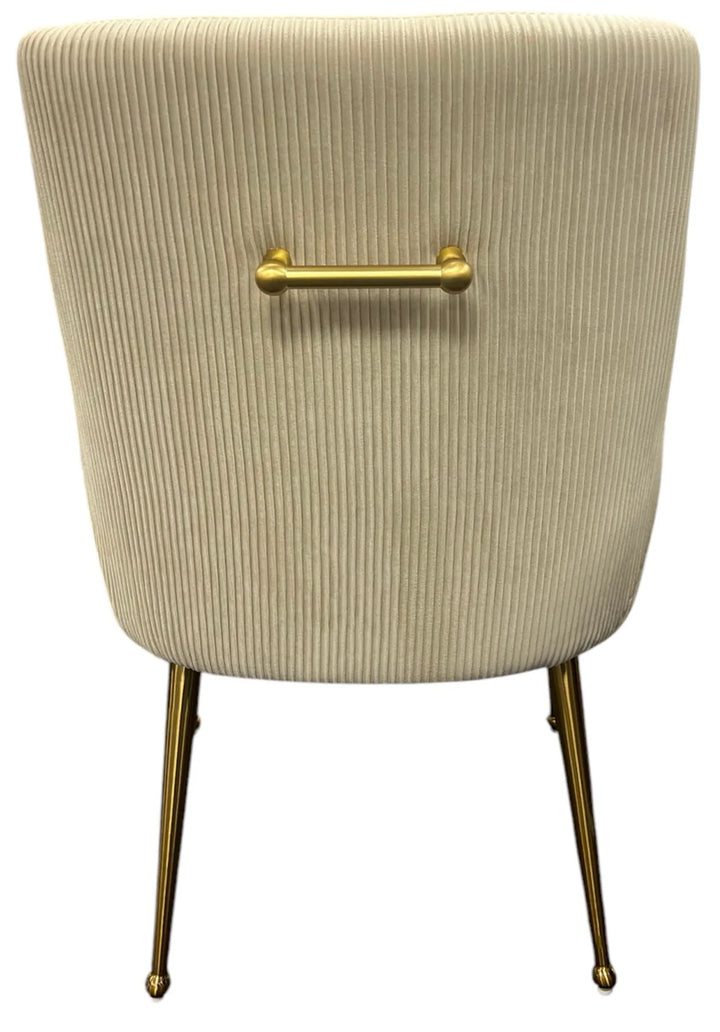 Milan Ivory Velvet Dining Chair with Gold Legs an Knocker