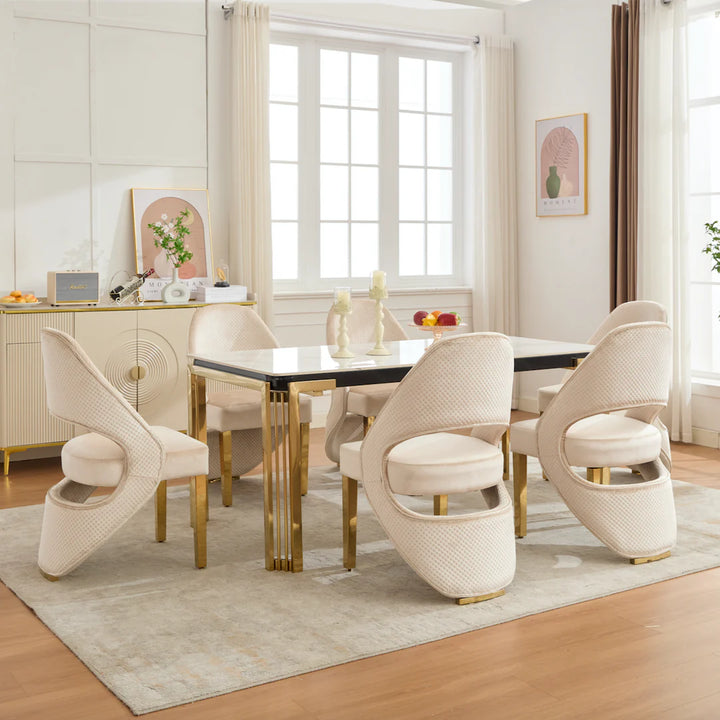 Santos Cream & Gold Velvet Modern Dining Chair