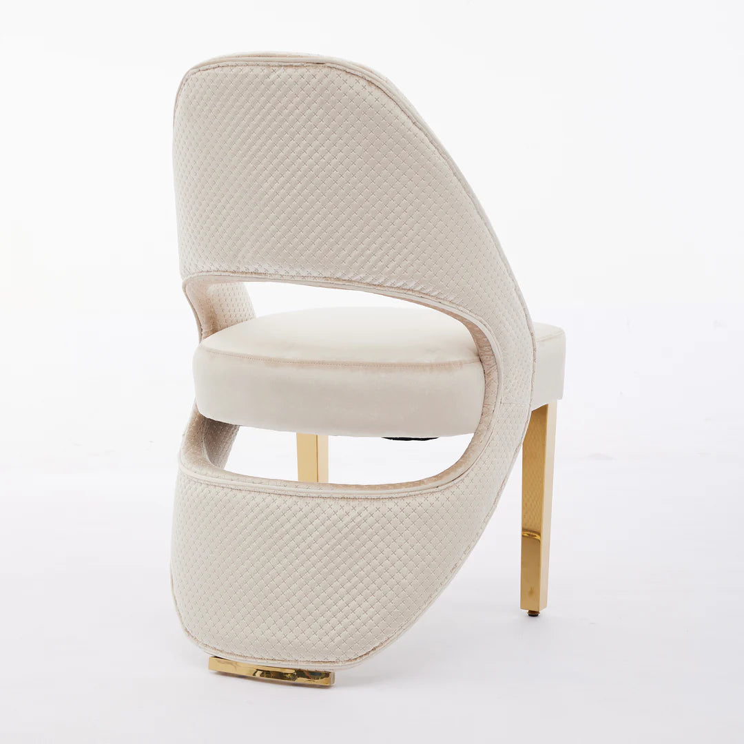 Santos Cream & Gold Velvet Modern Dining Chair