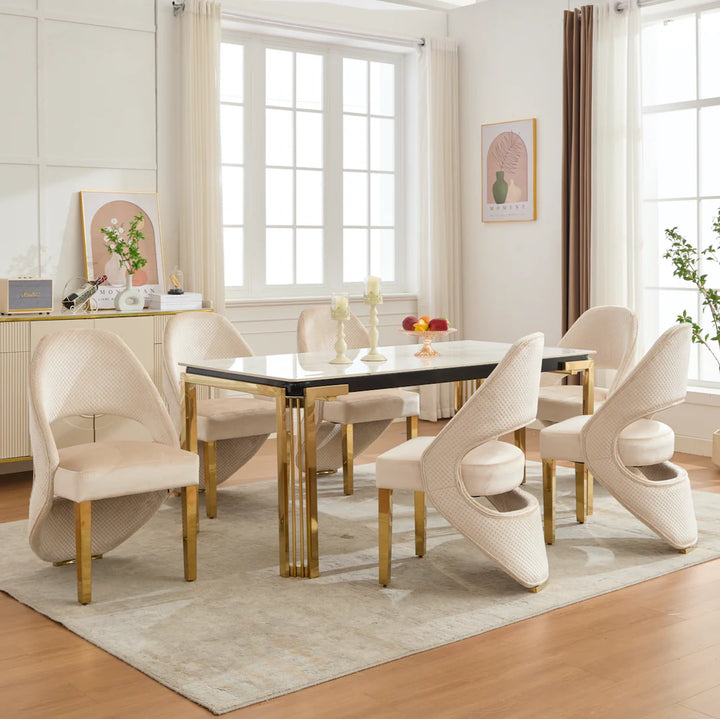 Santos Cream & Gold Velvet Modern Dining Chair