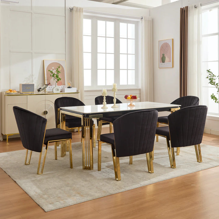 Favian Black & Gold Velvet Dining Chair