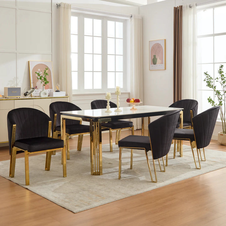 Favian Black & Gold Velvet Dining Chair