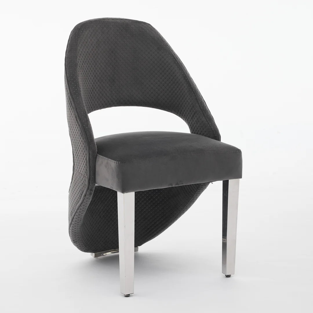 Santos Grey Velvet & Chrome Modern Dining Chair
