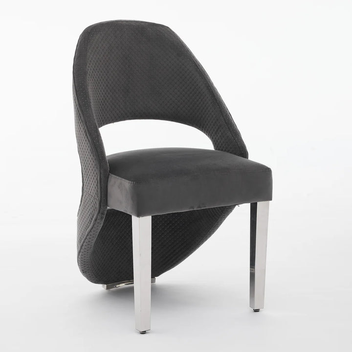 Santos Grey Velvet & Chrome Modern Dining Chair