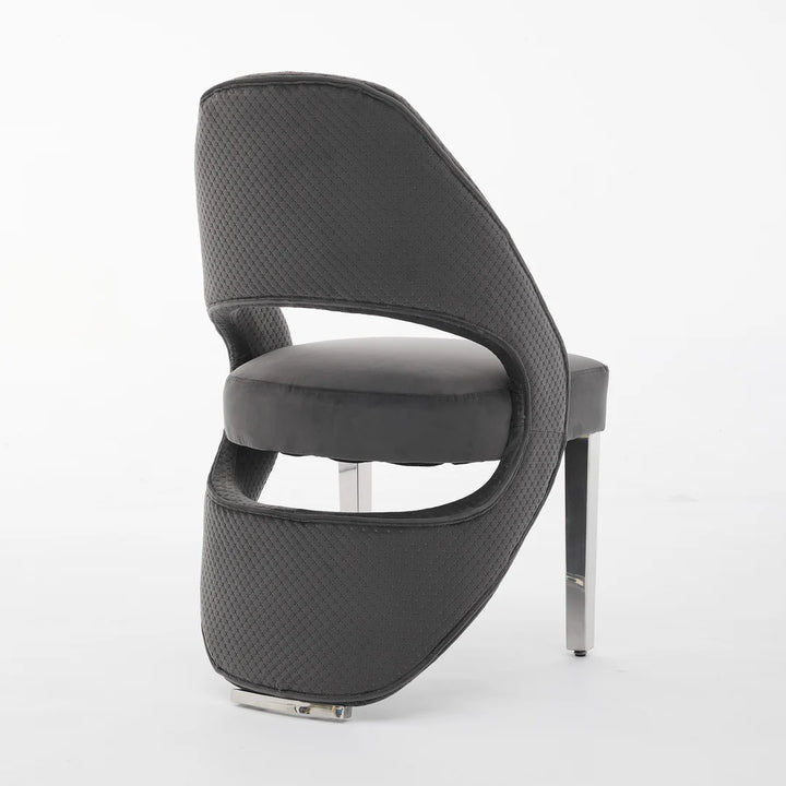 Santos Grey Velvet & Chrome Modern Dining Chair