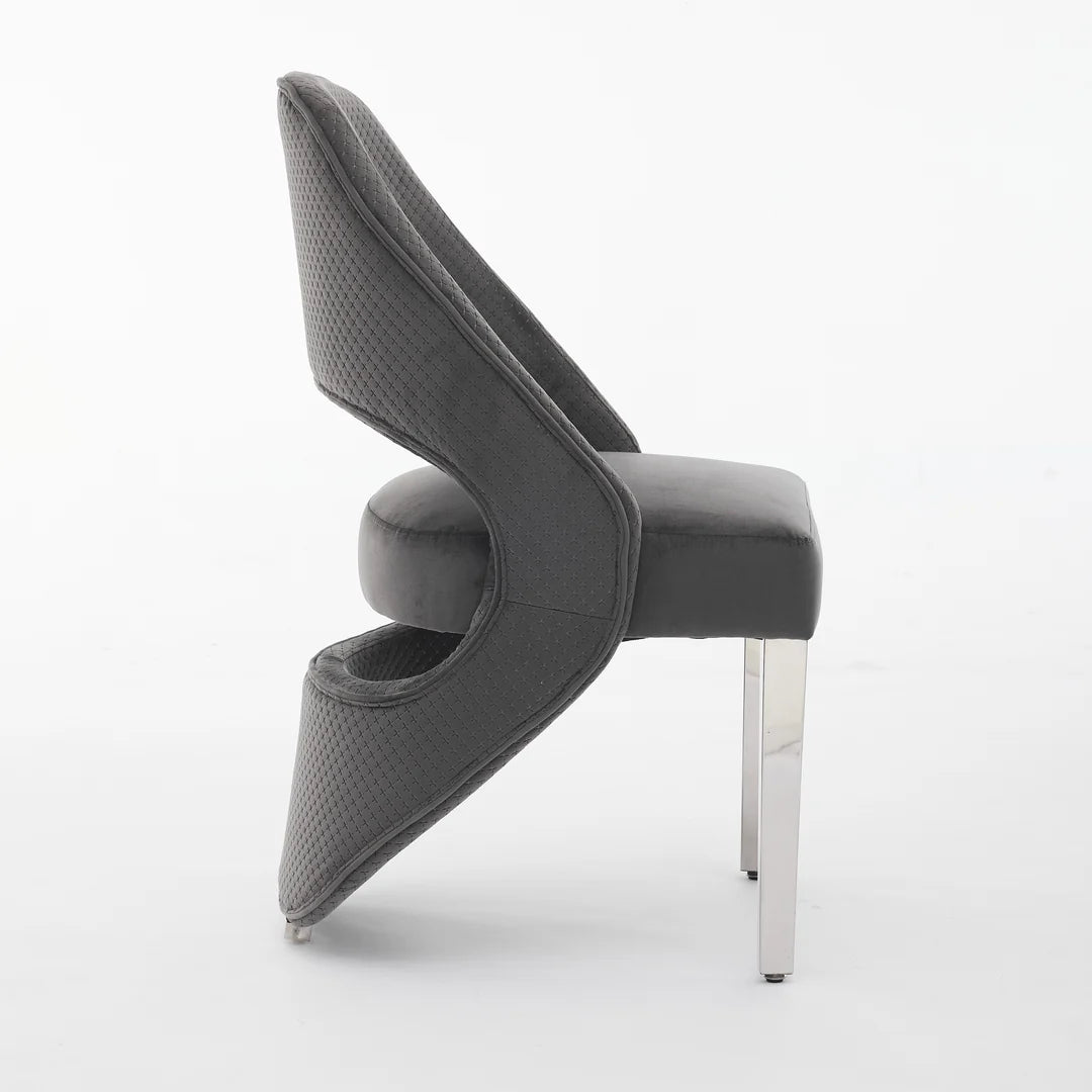 Santos Grey Velvet & Chrome Modern Dining Chair