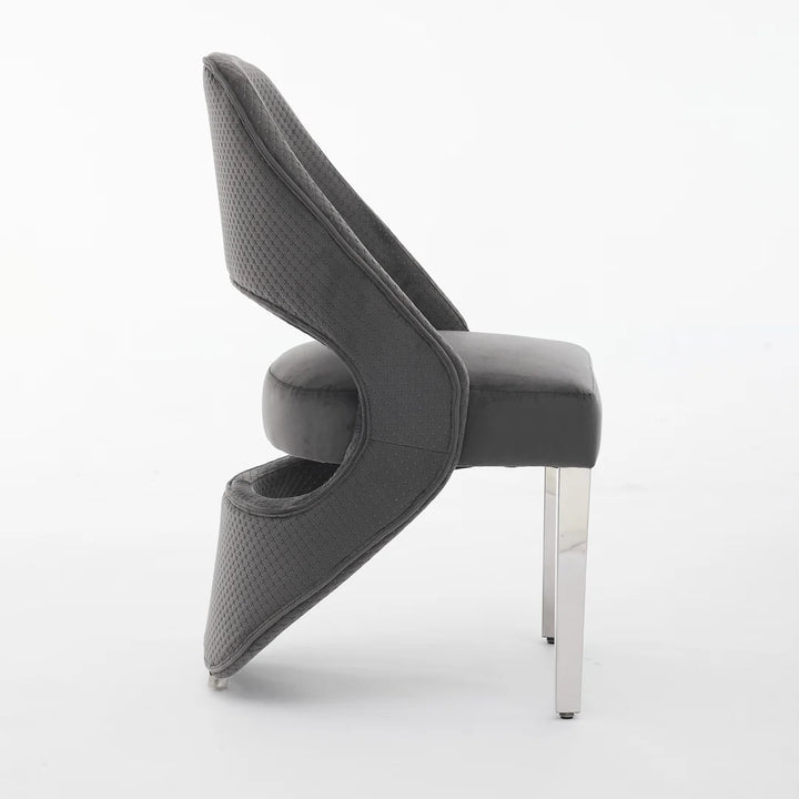 Santos Grey Velvet & Chrome Modern Dining Chair