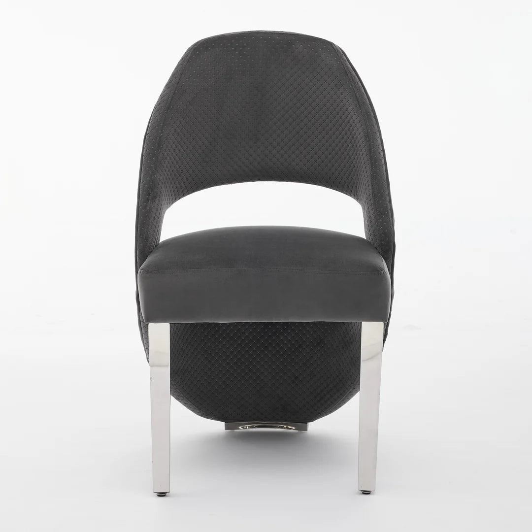 Santos Grey Velvet & Chrome Modern Dining Chair