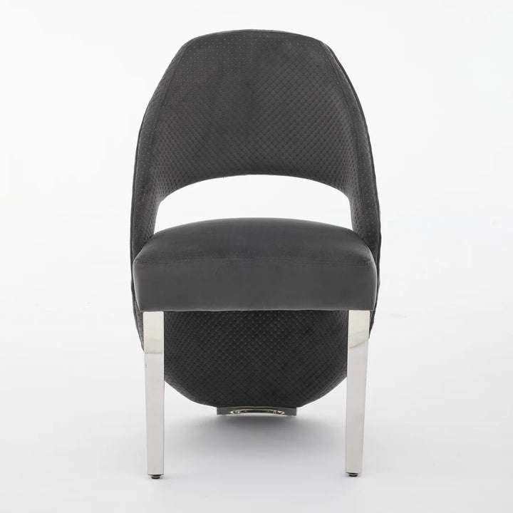 Santos Grey Velvet & Chrome Modern Dining Chair