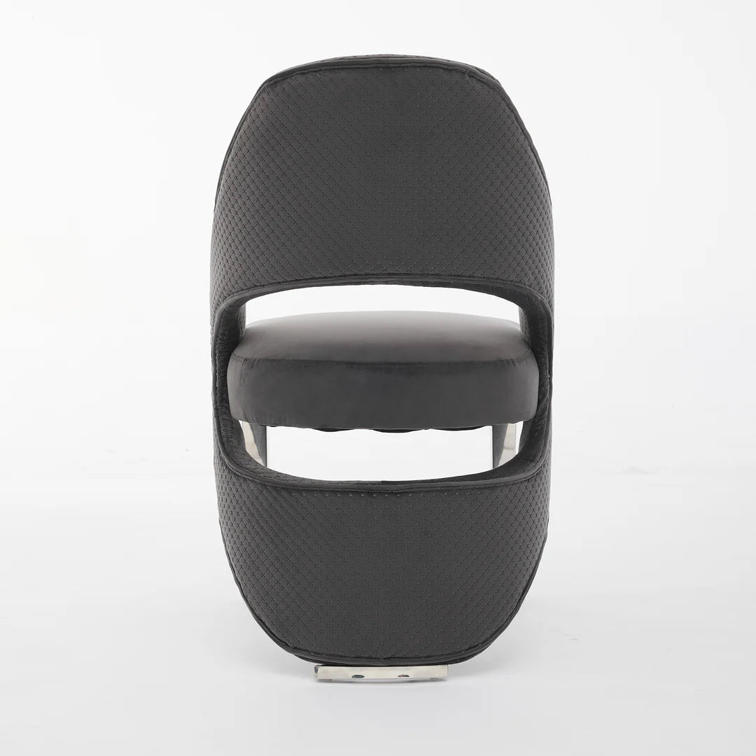 Santos Grey Velvet & Chrome Modern Dining Chair