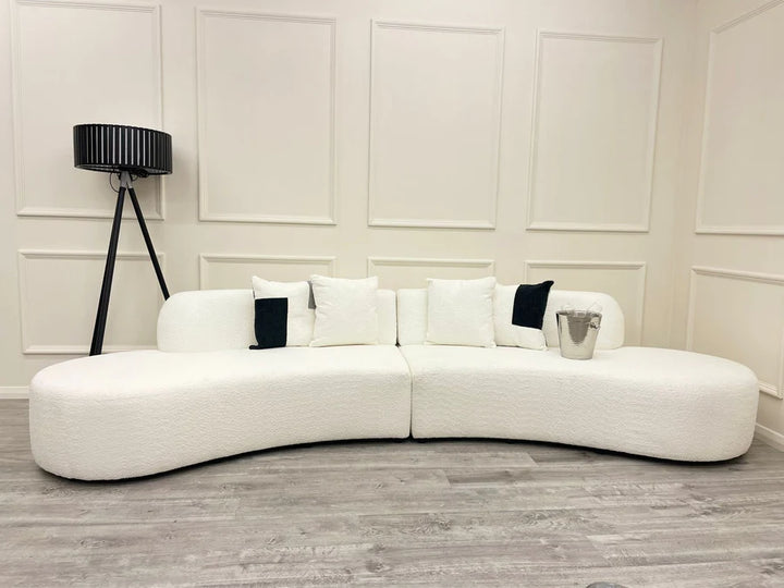 The Wave Large Boucle Premium Sofa White Boucle Fabric - All Colours - Belmont Interiors