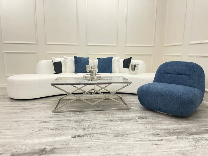 The Wave Large Boucle Premium Sofa White Boucle Fabric - All Colours - Belmont Interiors