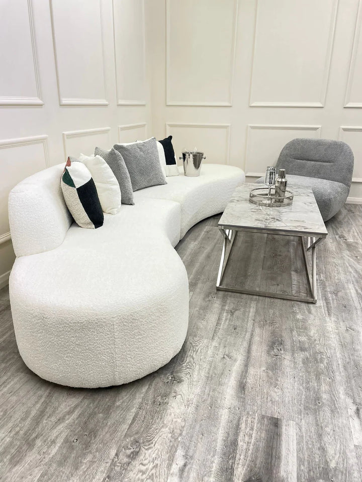The Wave Large Boucle Premium Sofa White Boucle Fabric - All Colours - Belmont Interiors