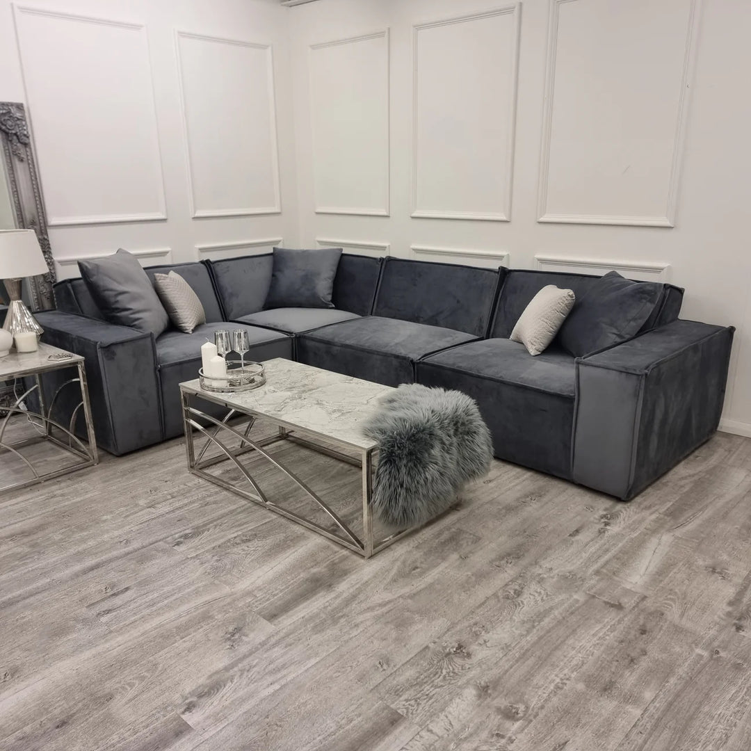 Claridge Premium Plush Velvet Fabric Corner Sofa