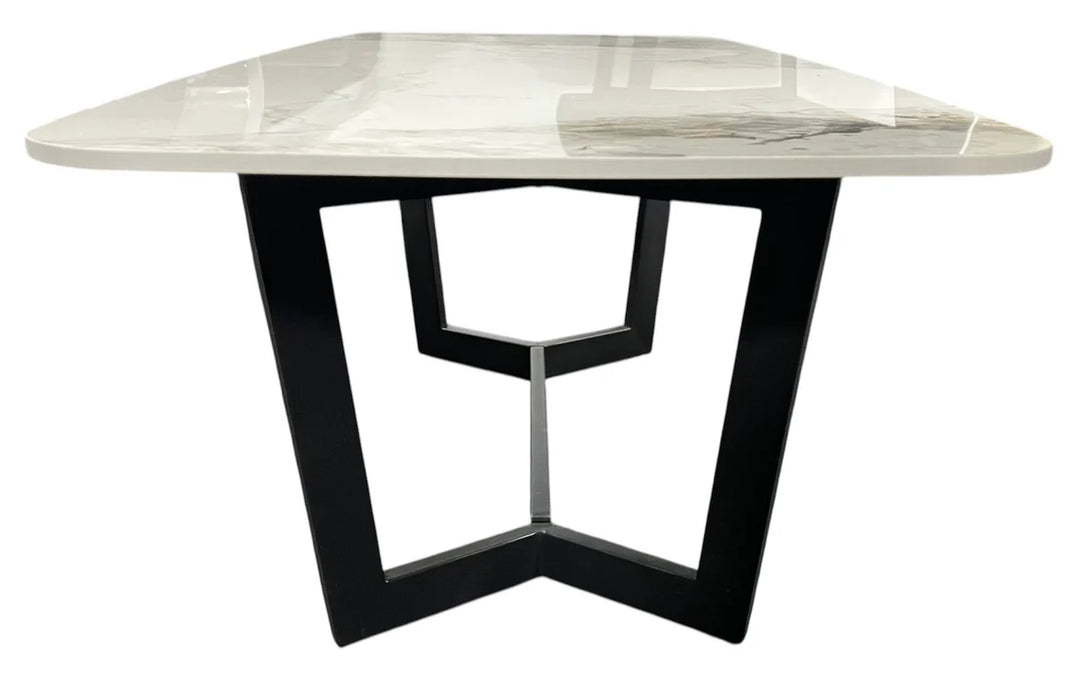 Lucien 120cm White/Grey Ceramic Coffee Table with Black Base