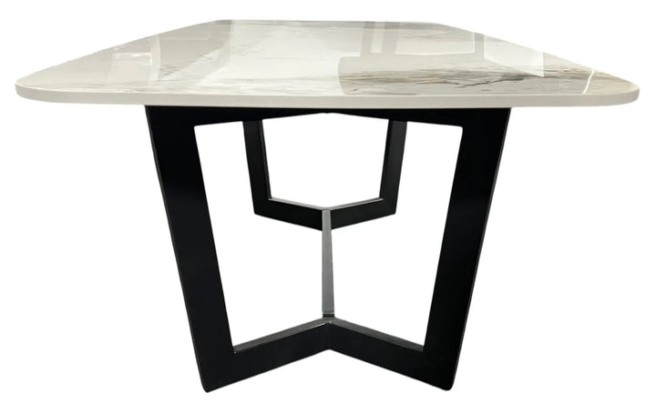 Lucien 120cm White/Grey Ceramic Coffee Table with Black Base
