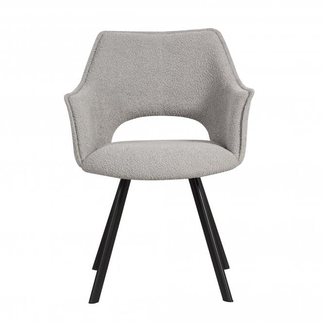 Nova Dining Chair in Light Grey Boucle Fabric - Belmont Interiors