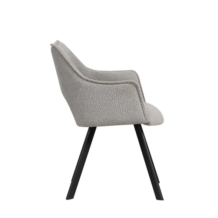 Nova Dining Chair in Light Grey Boucle Fabric - Belmont Interiors