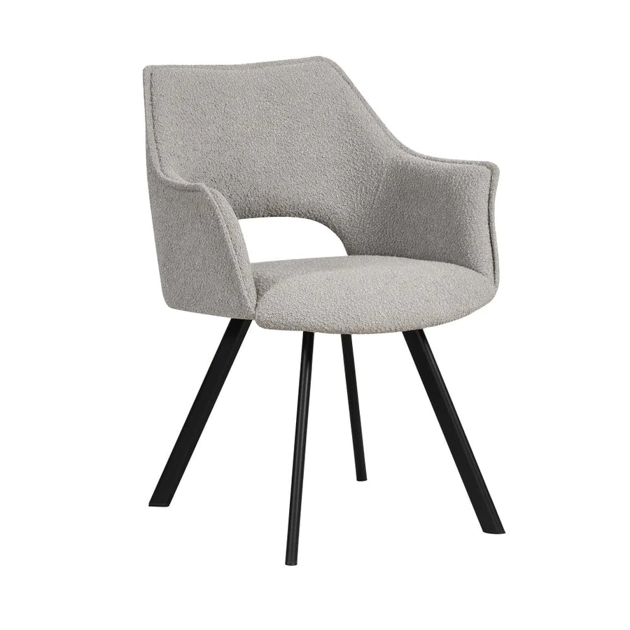 Nova Dining Chair in Light Grey Boucle Fabric - Belmont Interiors