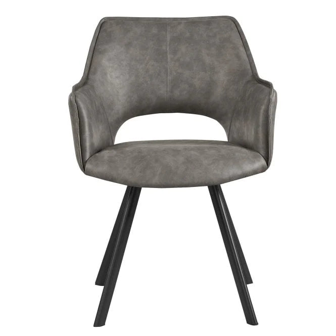 Nova Dining Chair in Distressed Light Grey PU Leather - Belmont Interiors