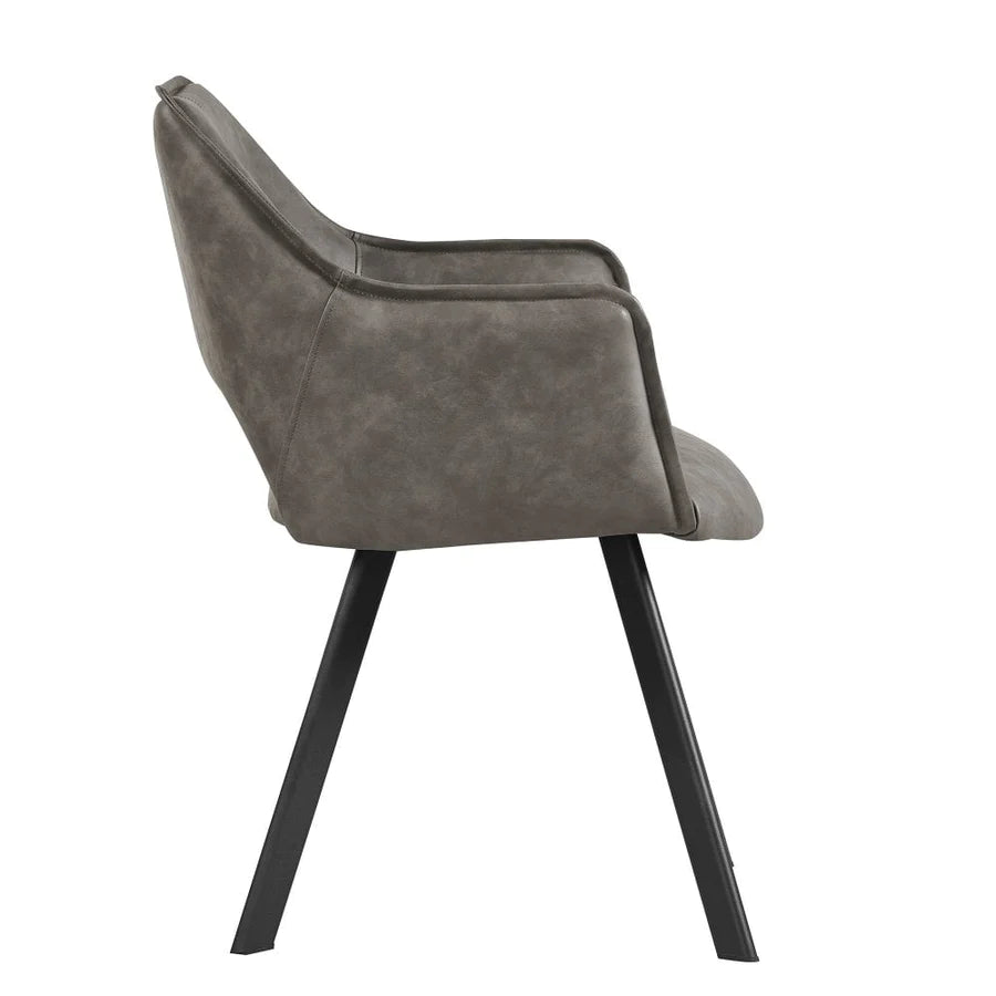 Nova Dining Chair in Distressed Light Grey PU Leather - Belmont Interiors