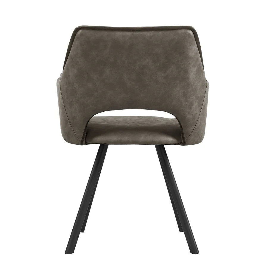 Nova Dining Chair in Distressed Light Grey PU Leather - Belmont Interiors
