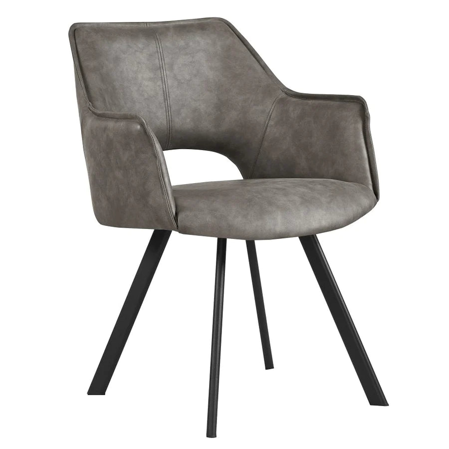 Nova Dining Chair in Distressed Light Grey PU Leather - Belmont Interiors