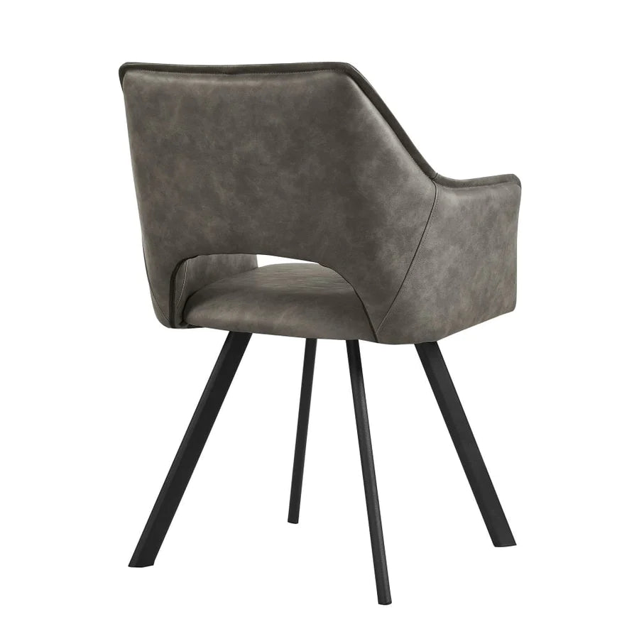 Nova Dining Chair in Distressed Light Grey PU Leather - Belmont Interiors