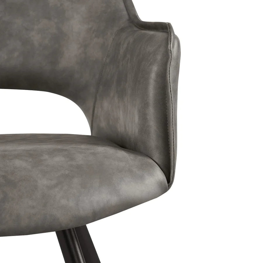 Nova Dining Chair in Distressed Light Grey PU Leather - Belmont Interiors