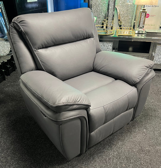 Roma Corner Leather Sofa Recliner In Grey or Black Leather - Belmont Interiors