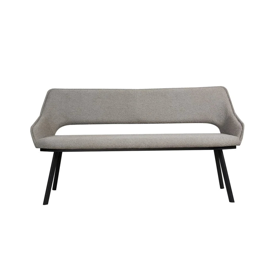 Nova Distressed Dining Bench in Grey Boucle Fabric - 160cm - Belmont Interiors