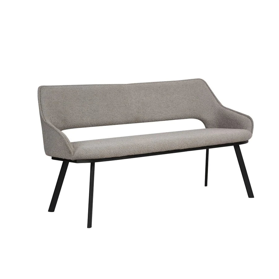 Nova Distressed Dining Bench in Grey Boucle Fabric - 160cm - Belmont Interiors