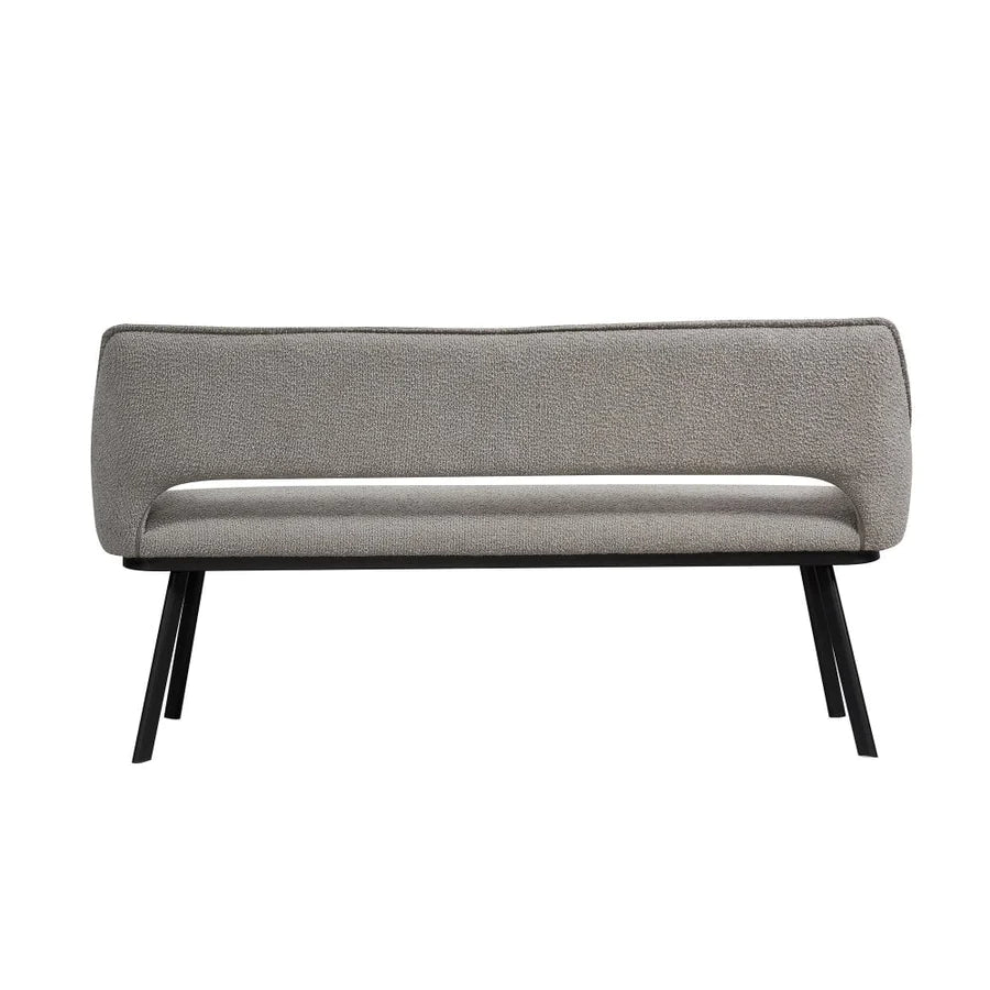 Nova Distressed Dining Bench in Grey Boucle Fabric - 160cm - Belmont Interiors