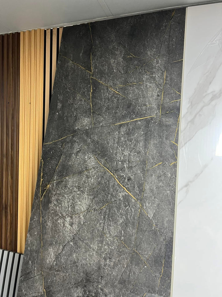 Black & Gold PVC Wall Panels 240x60cm – Waterproof, 4 Pack (5.76m²)