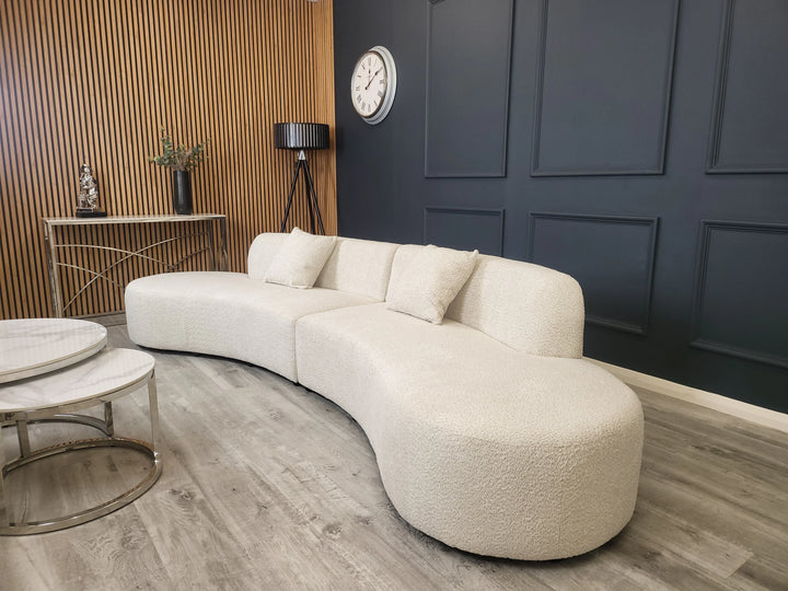 The Wave Large Boucle Premium Sofa White Boucle Fabric - All Colours - Belmont Interiors