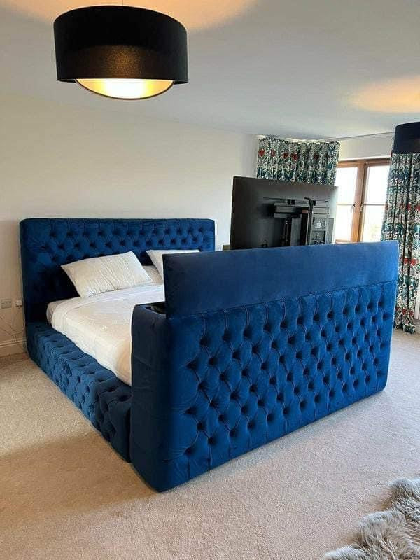 The Logan Upholstered Chesterfield Plush Velvet TV Bed Frame - Belmont Interiors