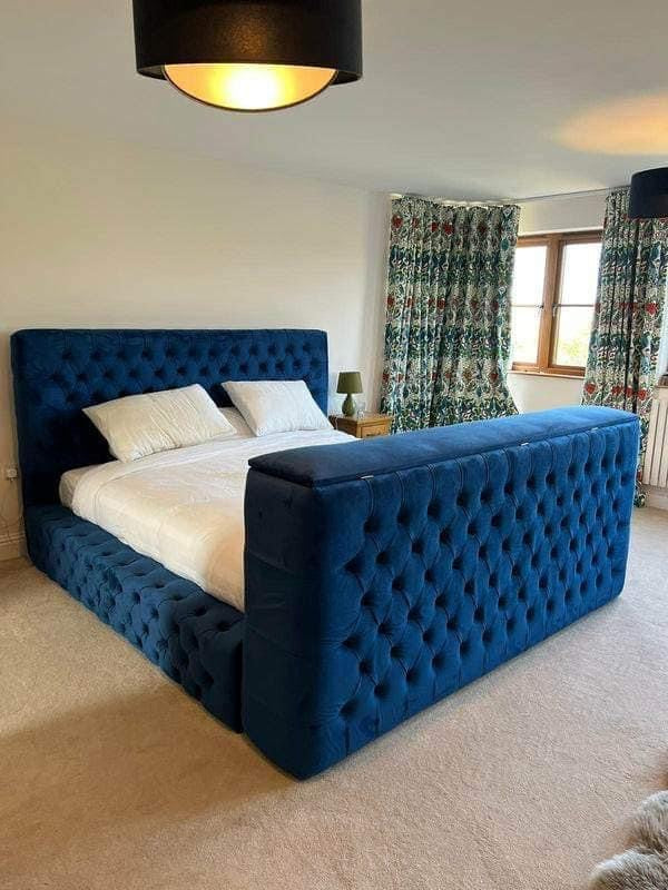 The Logan Upholstered Chesterfield Plush Velvet TV Bed Frame - Belmont Interiors