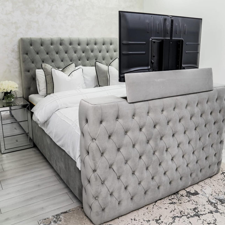 The Logan Upholstered Chesterfield Plush Velvet TV Bed Frame - Belmont Interiors