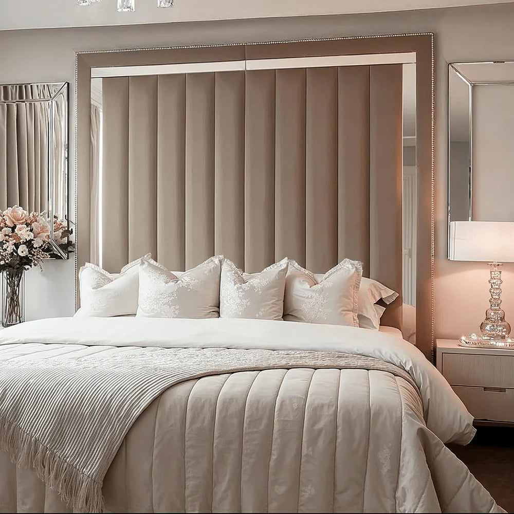 Chelsea Velvet Mirrored Premium Channelled Bed