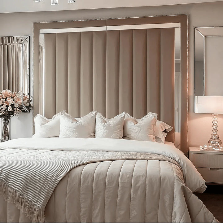 Chelsea Velvet Mirrored Premium Channelled Bed