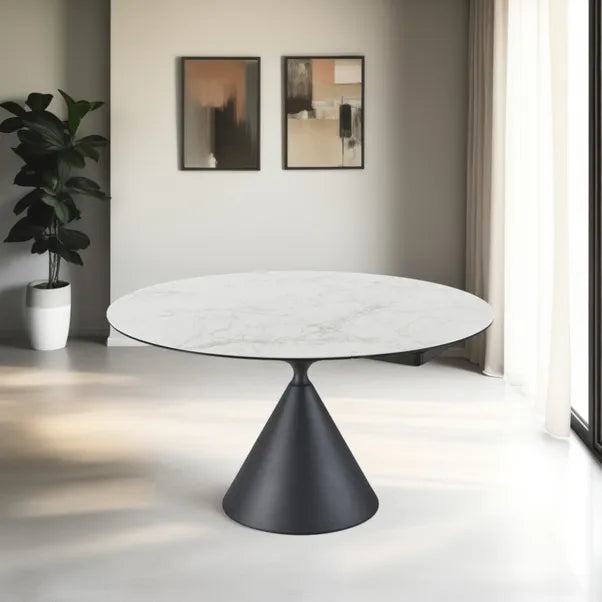 Cameo 4-6 Seater Ceramic Extendable Round Dining Table